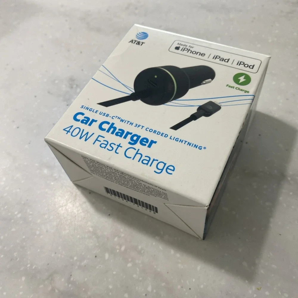 Car Charger Fast Charge Single USB-C 3ft cord iphone ipad USB-C 40W BRAND NEW